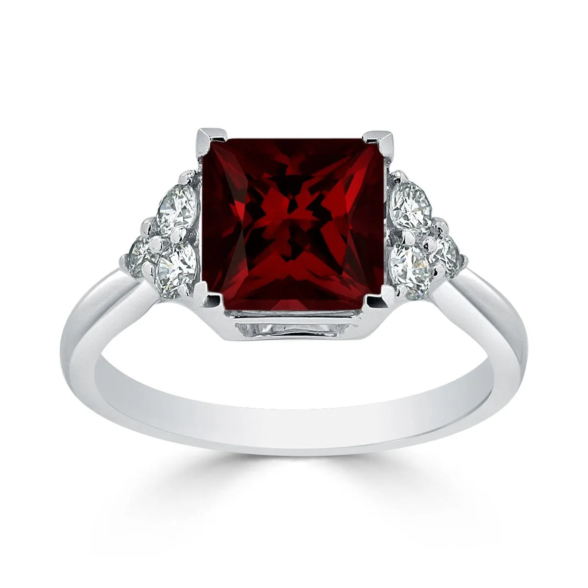 Auriya 3 1/10ct Princess-cut Garnet and Diamond Engagement Ring 1/3ctw 14k Gold sold by Zulily product image thumbnail 3