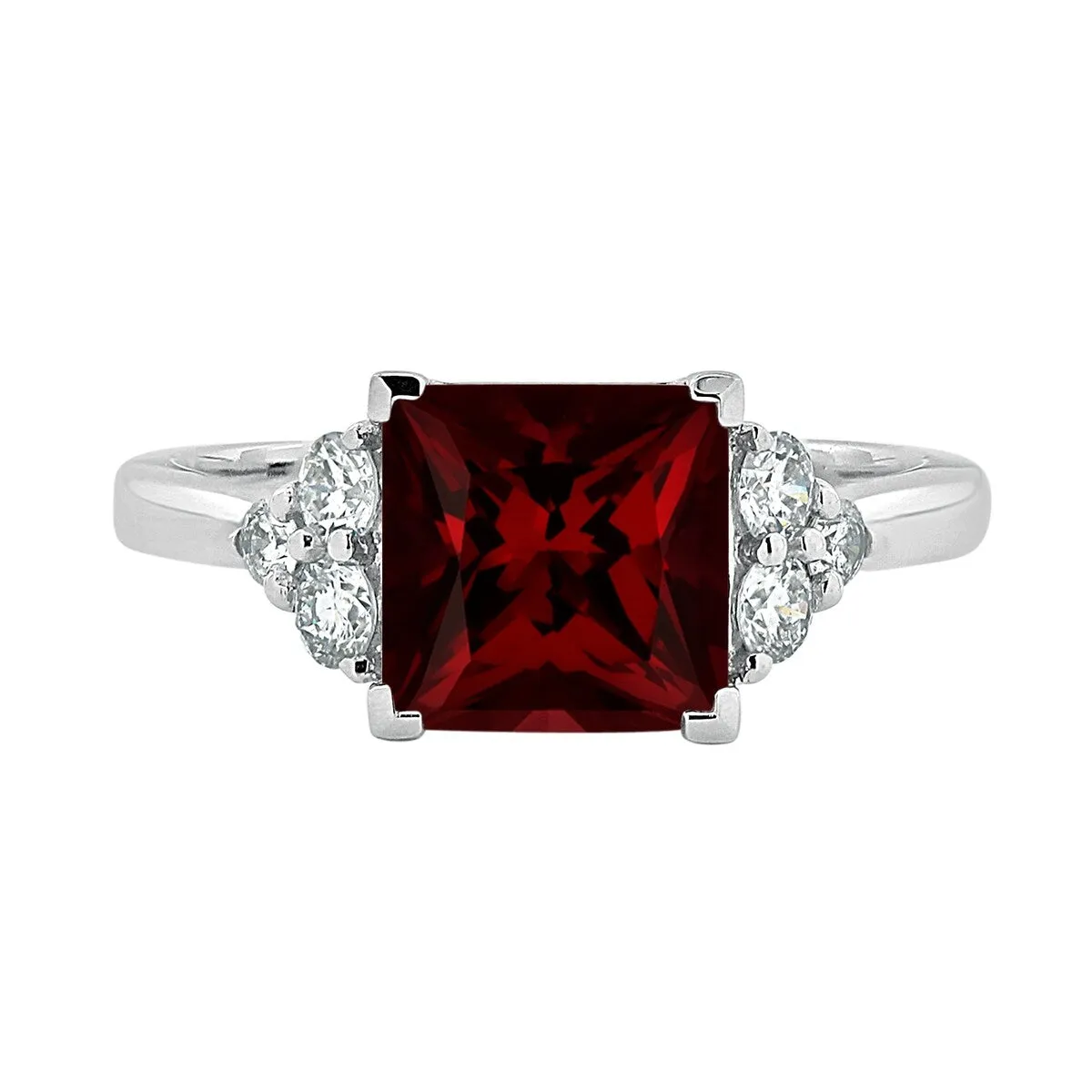 Auriya 3 1/10ct Princess-cut Garnet and Diamond Engagement Ring 1/3ctw 14k Gold sold by Zulily product image thumbnail 2