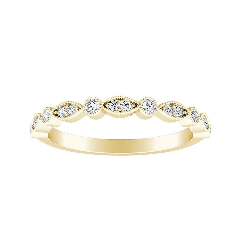 Auriya Stackable Vintage Milgrain 1/6ctw Diamond Wedding Band 14k Gold sold by Zulily product image thumbnail 3