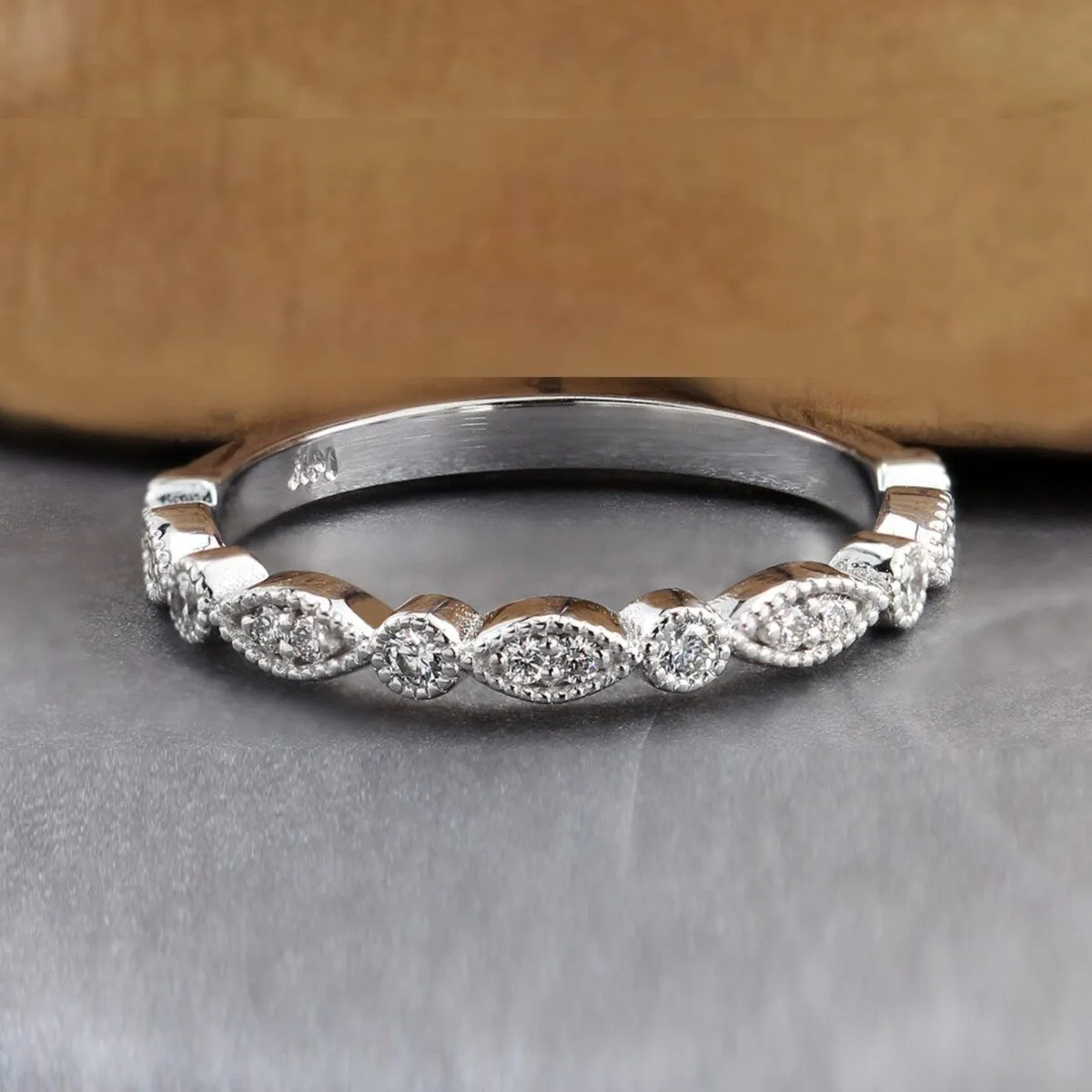 Auriya Stackable Vintage Milgrain 1/6ctw Diamond Wedding Band 14k Gold sold by Zulily