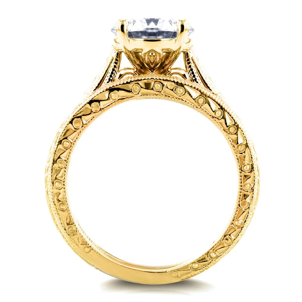 Annello by Kobelli 14k Yellow Gold 1 1/2ct TGW Moissanite and Diamond Antique Cathedral Bridal Rings sold by Zulily product image thumbnail 3