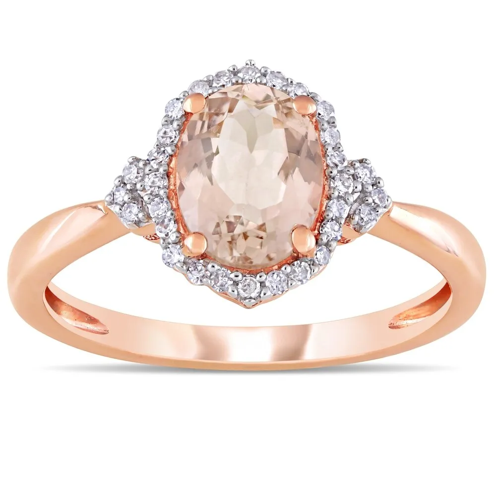 Miadora 10k Rose Gold Morganite and 1/8ct TDW Diamond Halo Ring sold by Zulily