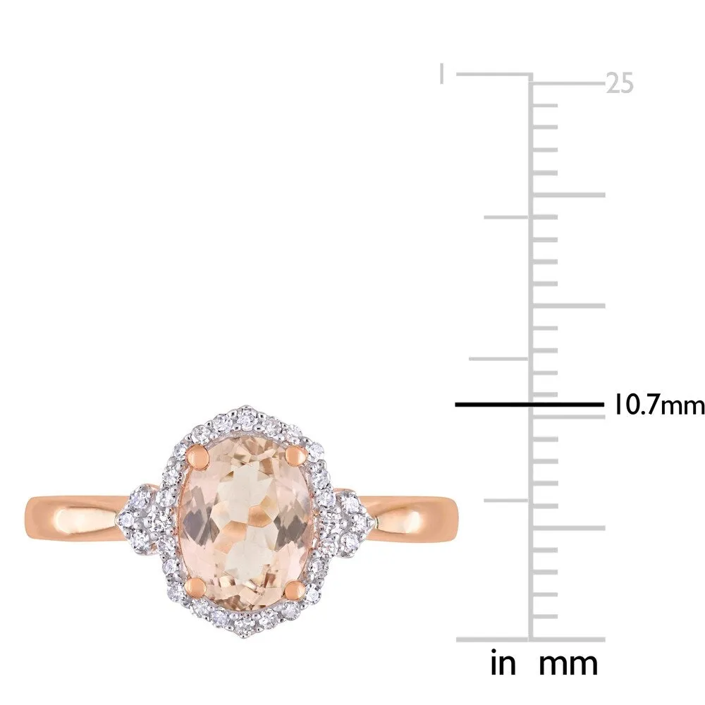 Miadora 10k Rose Gold Morganite and 1/8ct TDW Diamond Halo Ring sold by Zulily product image thumbnail 4