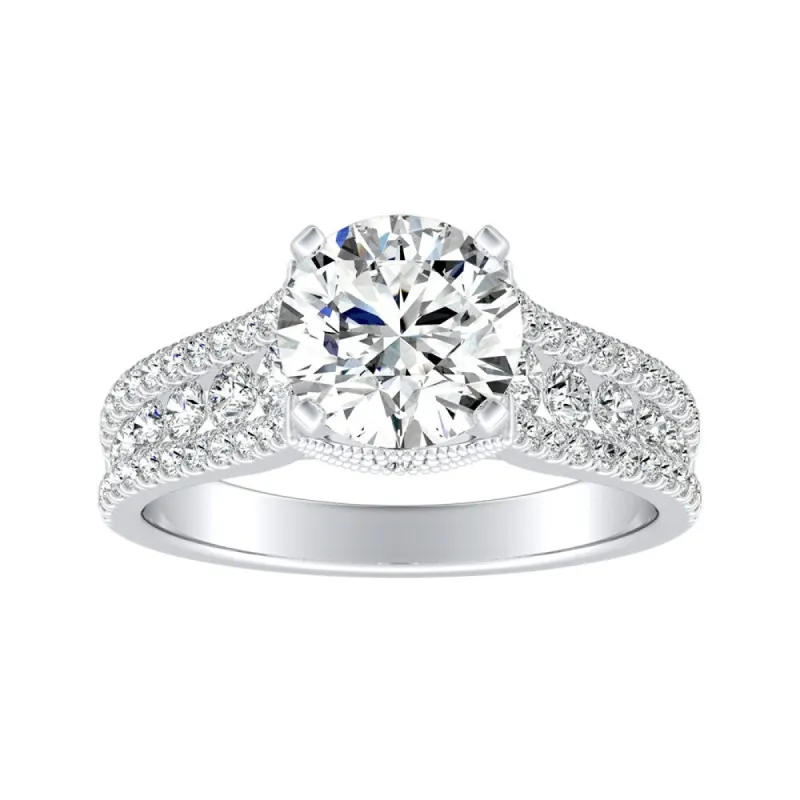 Auriya 14k Gold Vintage 1/2ct Moissanite and Diamond Engagement Ring 5/8ctw sold by Zulily