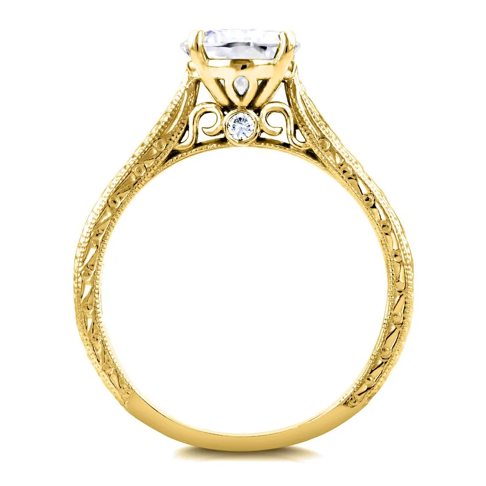 Annello by Kobelli 14k Yellow Gold 1 1/2ct TGW Moissanite and Diamond Antique Cathedral Bridal Rings sold by Zulily product image thumbnail 4