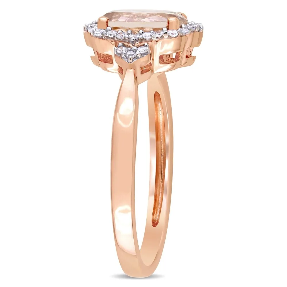 Miadora 10k Rose Gold Morganite and 1/8ct TDW Diamond Halo Ring sold by Zulily product image thumbnail 2