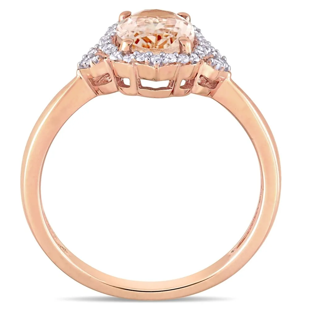 Miadora 10k Rose Gold Morganite and 1/8ct TDW Diamond Halo Ring sold by Zulily product image thumbnail 3