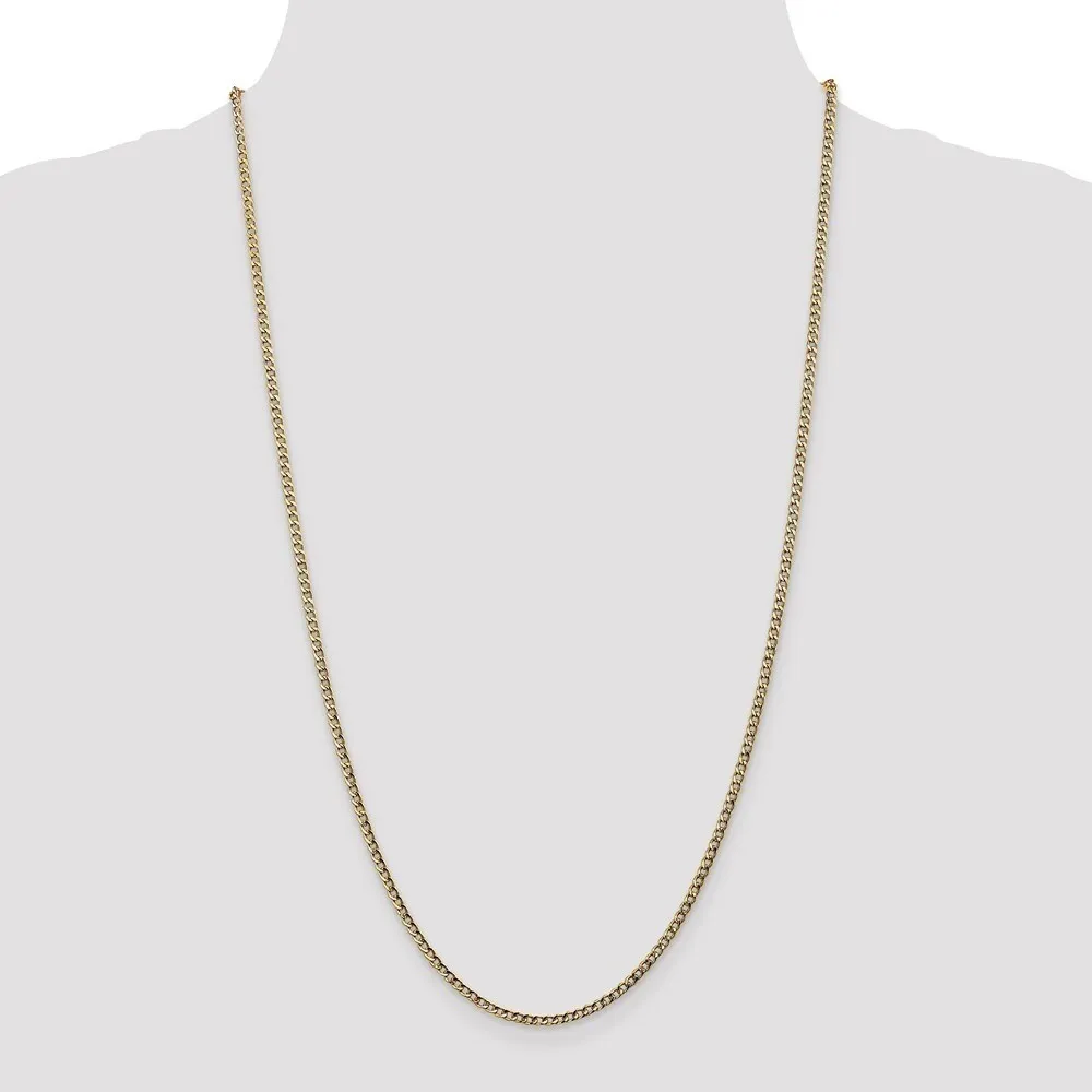 Curata 14k Yellow Gold Polished 2.5mm Semi-solid Curb Chain Necklace Options: 16 18 20 22 24 28 sold by Zulily product image thumbnail 3