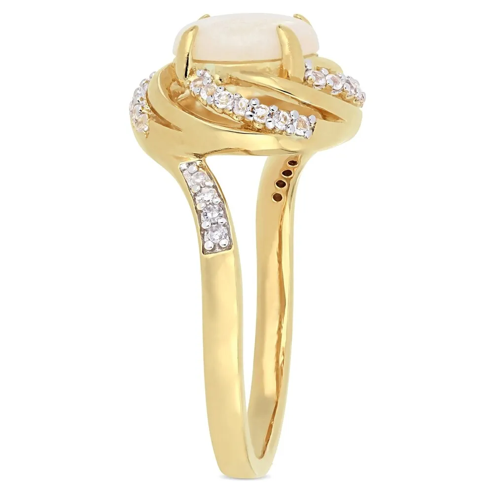 Miadora Yellow Plated Sterling Silver Opal White Topaz and Diamond Swirl Halo Ring sold by Zulily product image thumbnail 3