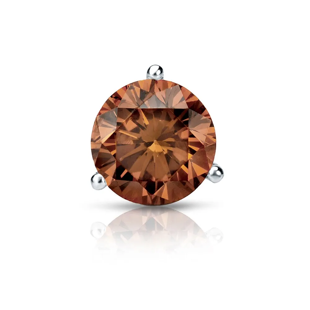 Auriya 14k Gold 1ct TDW Round SINGLE (1) Brown Diamond Stud Earring sold by Zulily product image thumbnail 4