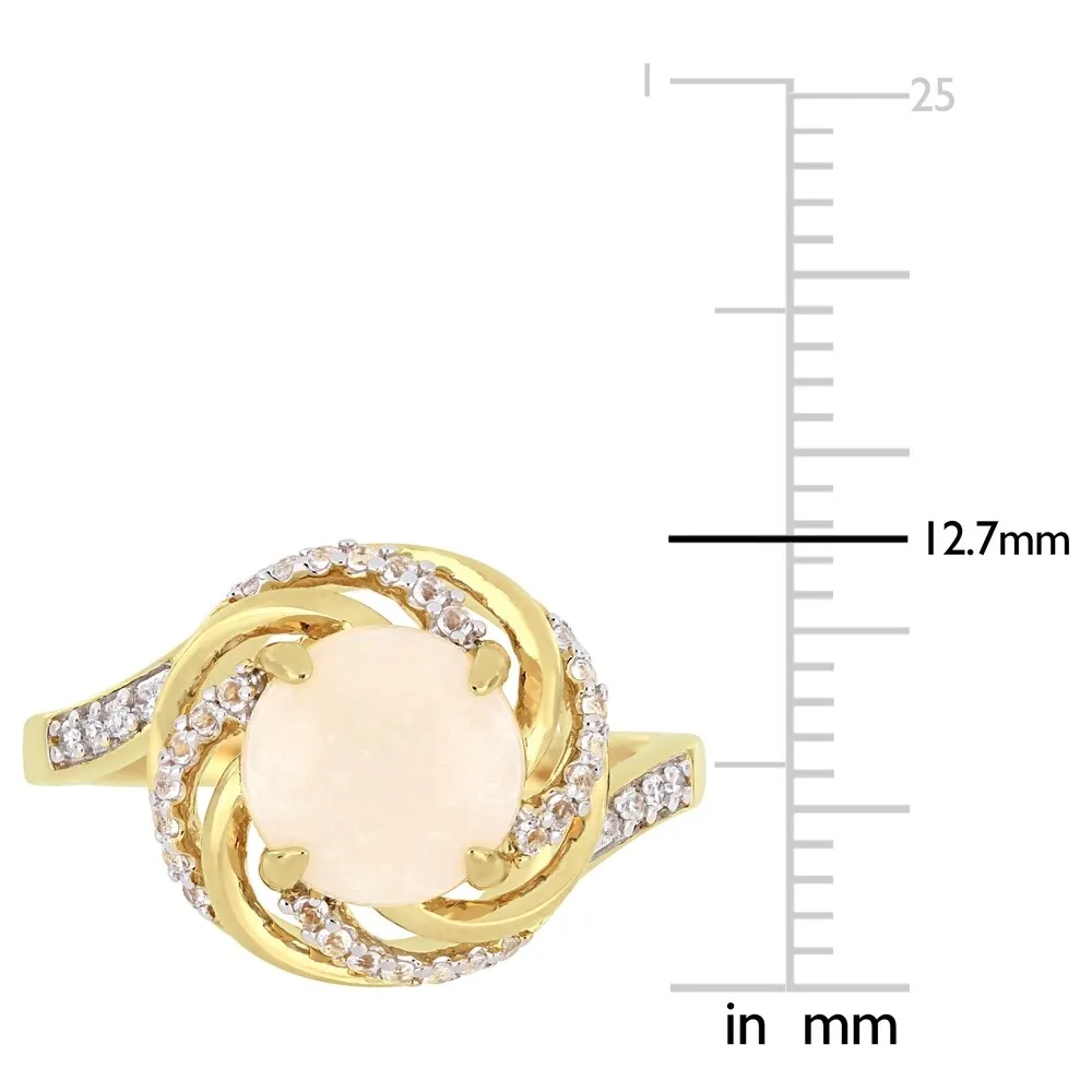 Miadora Yellow Plated Sterling Silver Opal White Topaz and Diamond Swirl Halo Ring sold by Zulily product image thumbnail 4