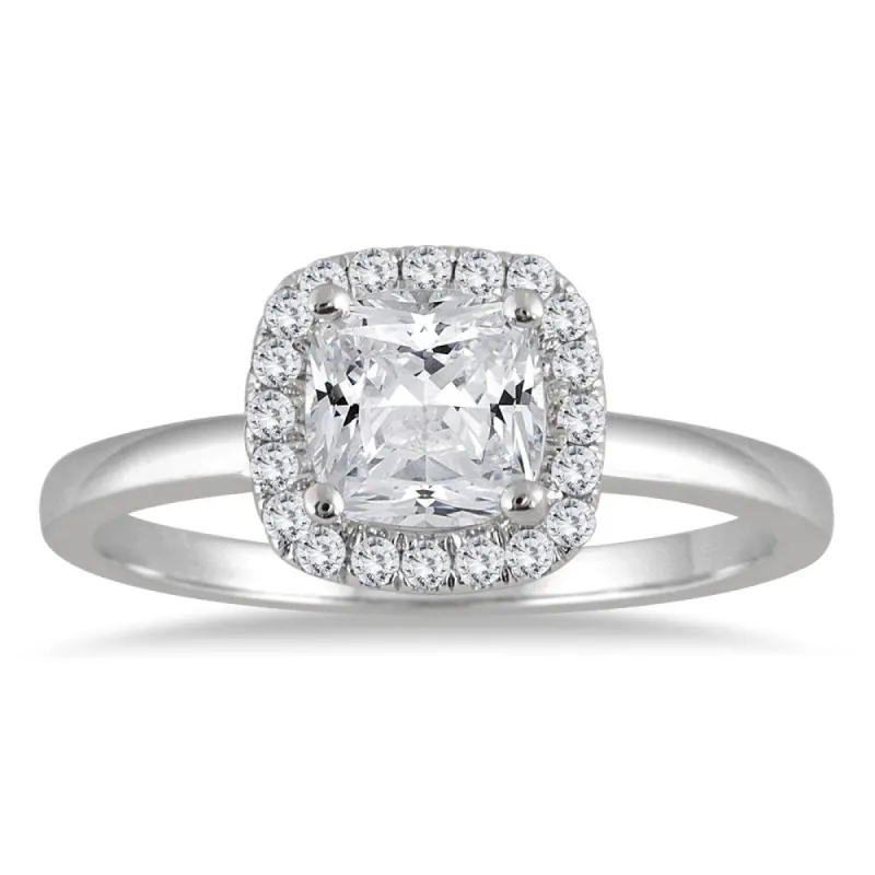 Marquee Jewels 14k White Gold 1 1/10ct TDW Diamond Halo Engagement Ring sold by Zulily