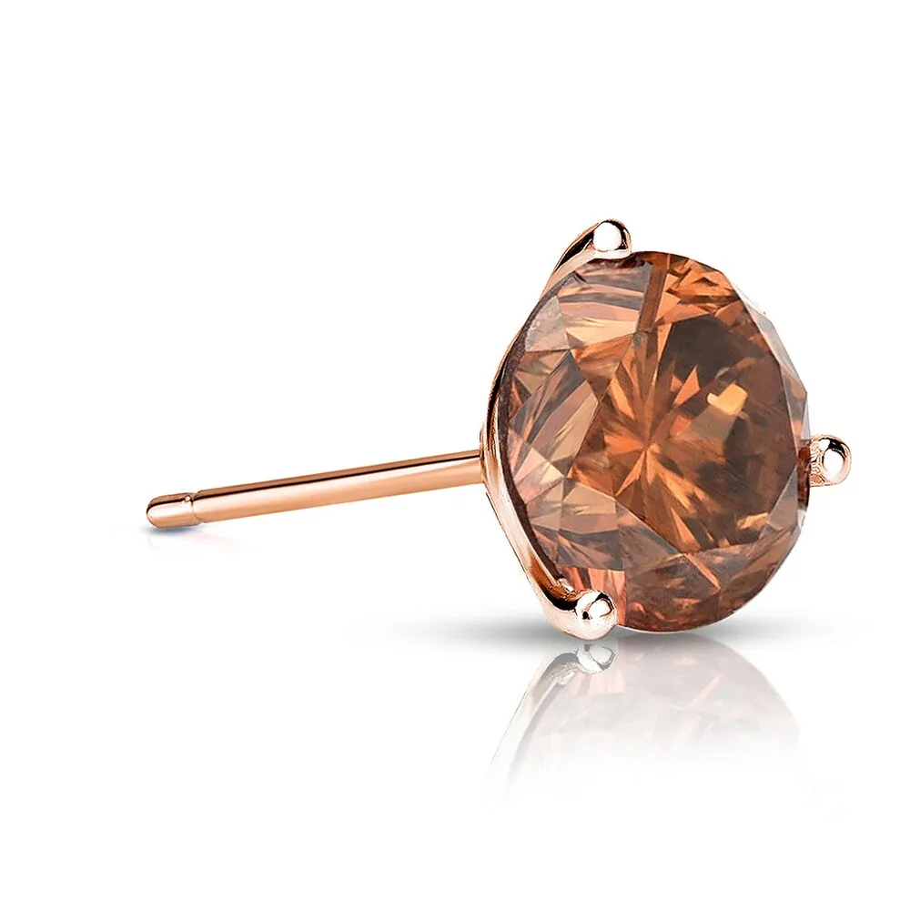 Auriya 14k Gold 1ct TDW Round SINGLE (1) Brown Diamond Stud Earring sold by Zulily product image thumbnail 3