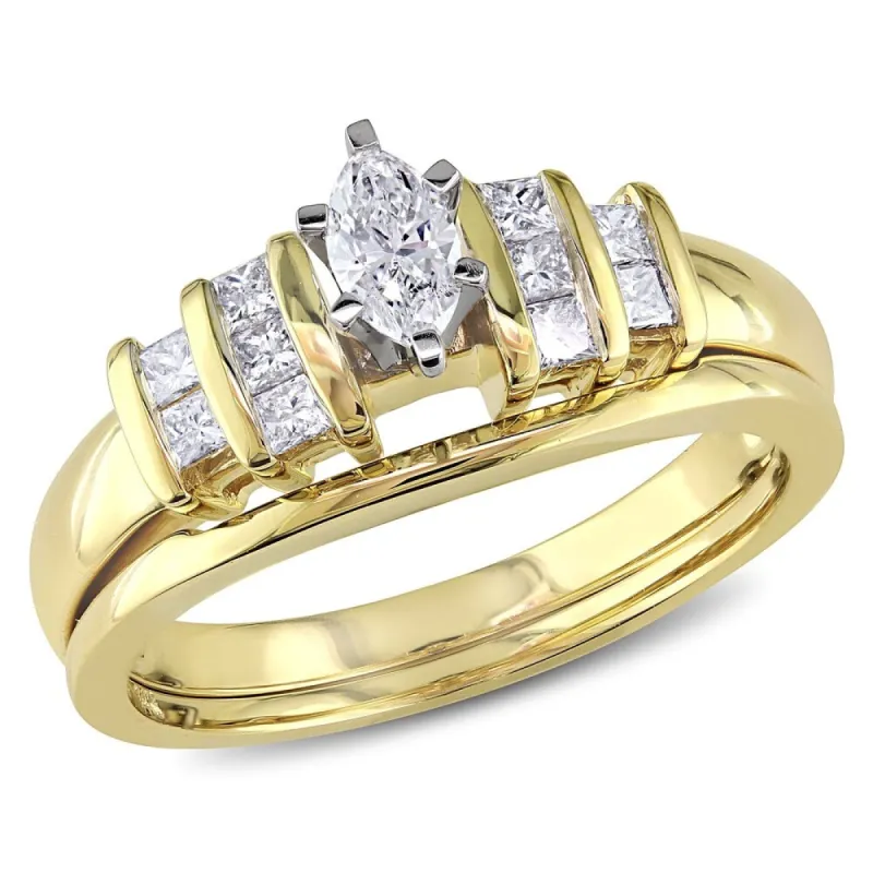 Miadora 14k Two-tone Gold 1/2ct TDW Diamond Bridal Ring Set sold by Zulily