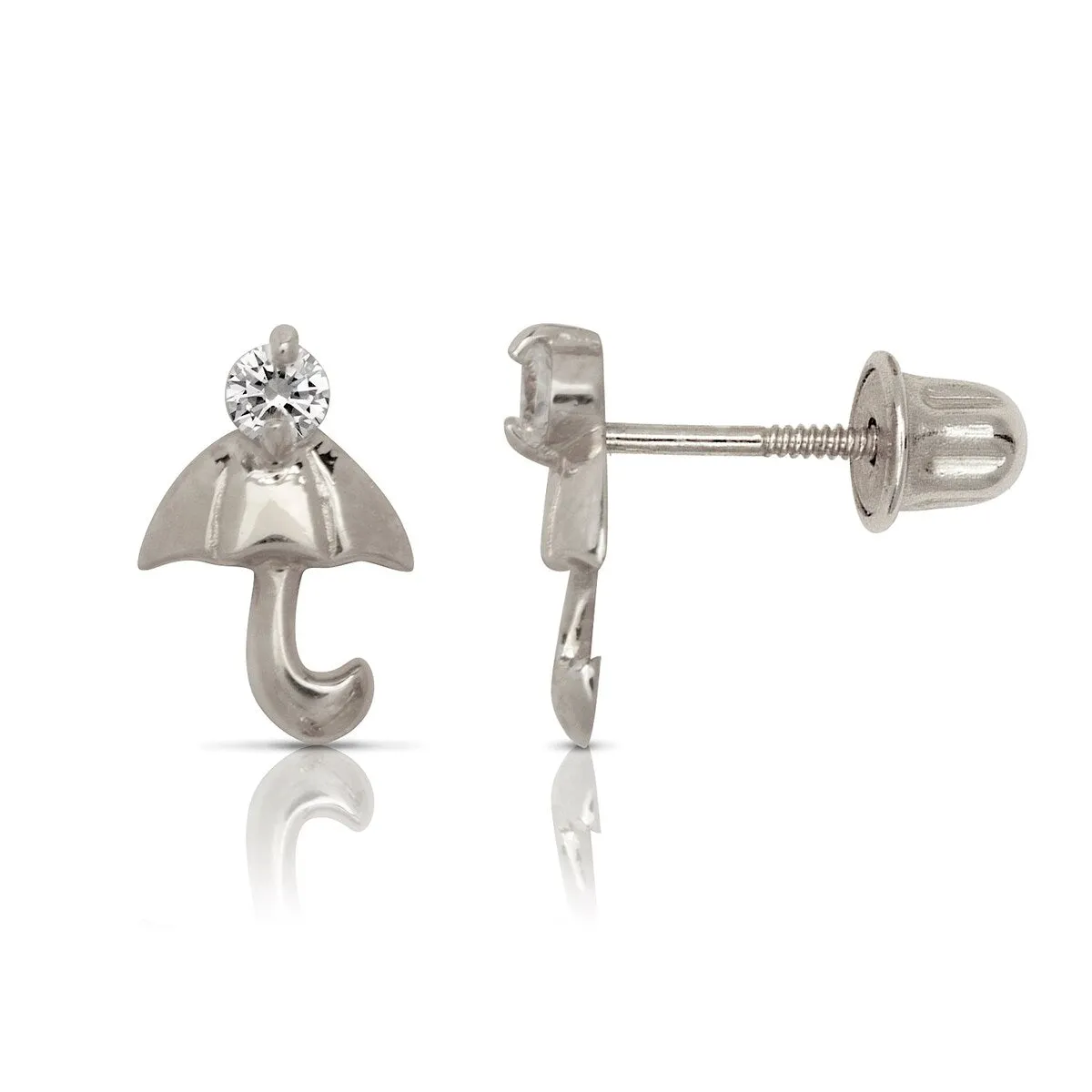 Curata Solid 14k Gold Round Cubic Zirconia Small Umbrella Screw Back Stud Earrings sold by Zulily product image thumbnail 4