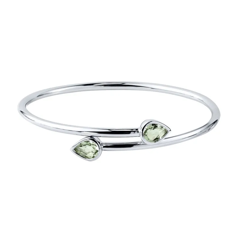 Auriya 2ct Pear-cut Green Amethyst Bypass Bangle Bracelet Gold over Silver sold by Zulily