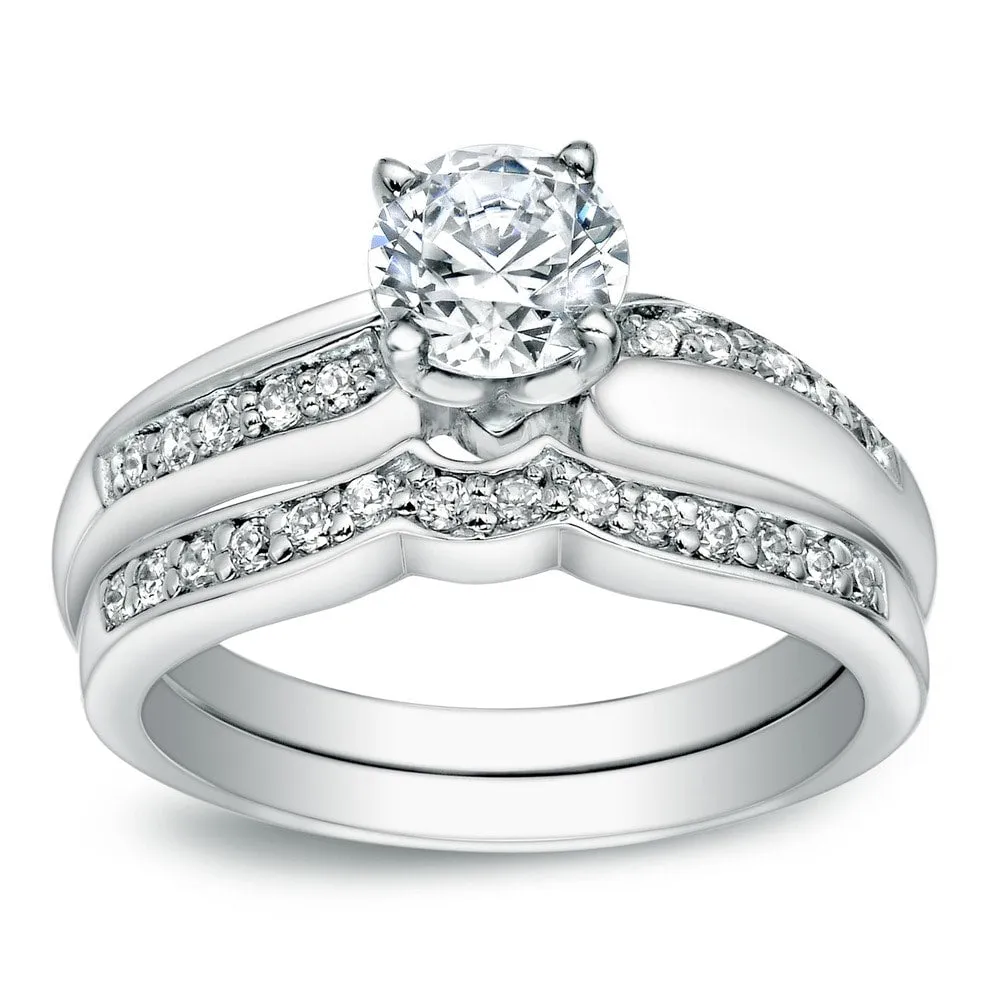 Auriya 14k Gold 1ctw Round Diamond Bridal Ring Set sold by Zulily