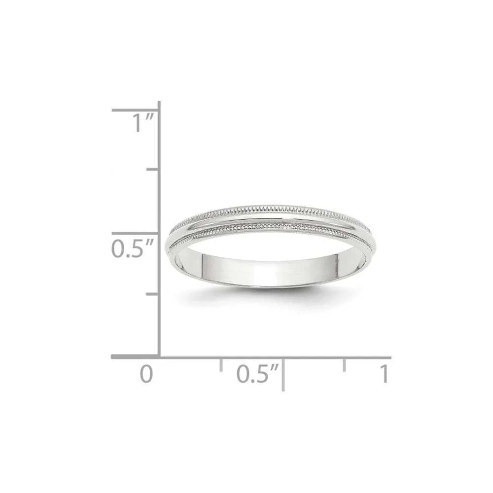 Curata 10k White Gold Unisex 3 mm Milgrain Half-Round Light Wedding Band (sizes 4-14) sold by Zulily product image thumbnail 2