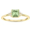 Women's Square Shaped Green Amethyst and Diamond Half Moon Ring in 10K Yellow Gold sold by Zulily