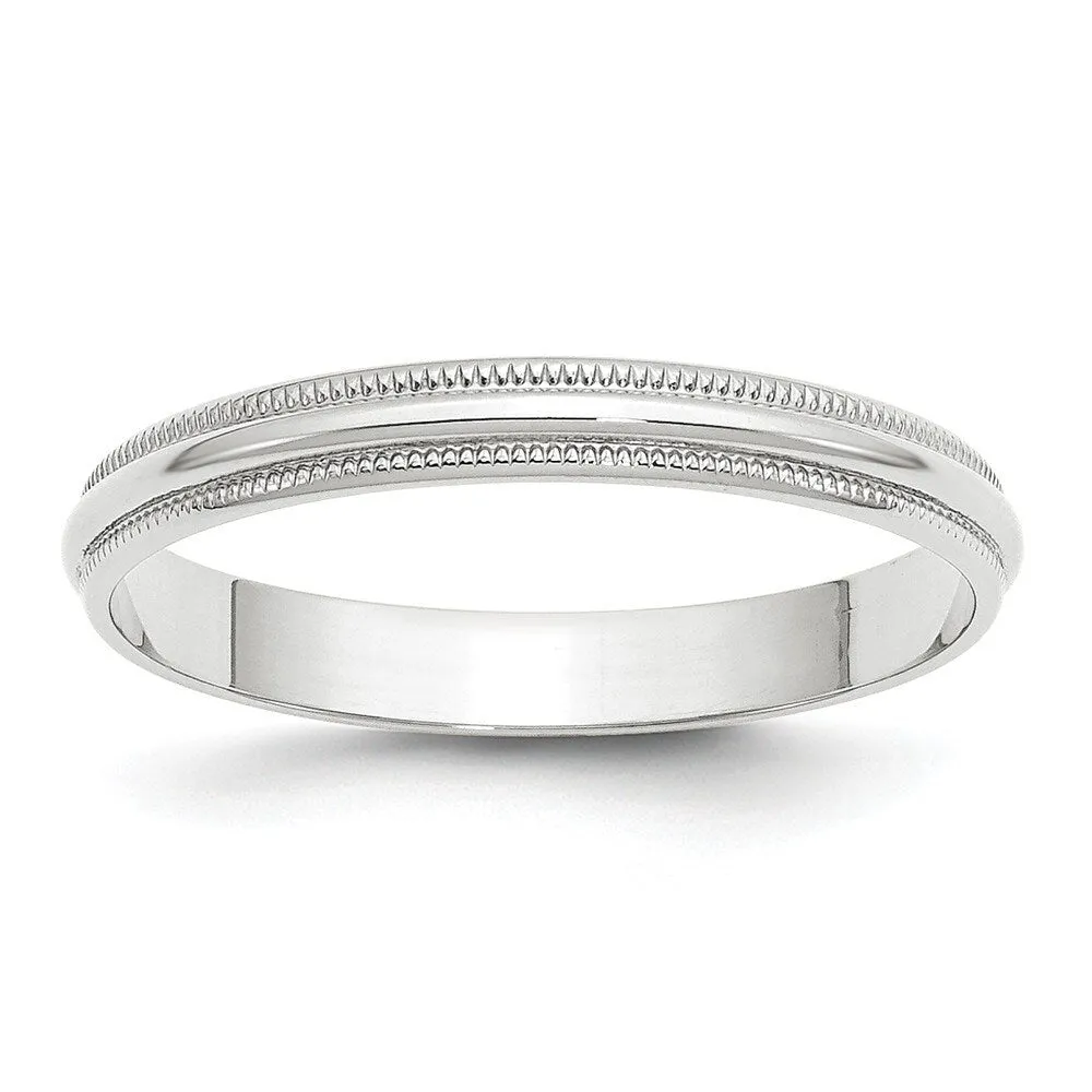 Curata 10k White Gold Unisex 3 mm Milgrain Half-Round Light Wedding Band (sizes 4-14) sold by Zulily
