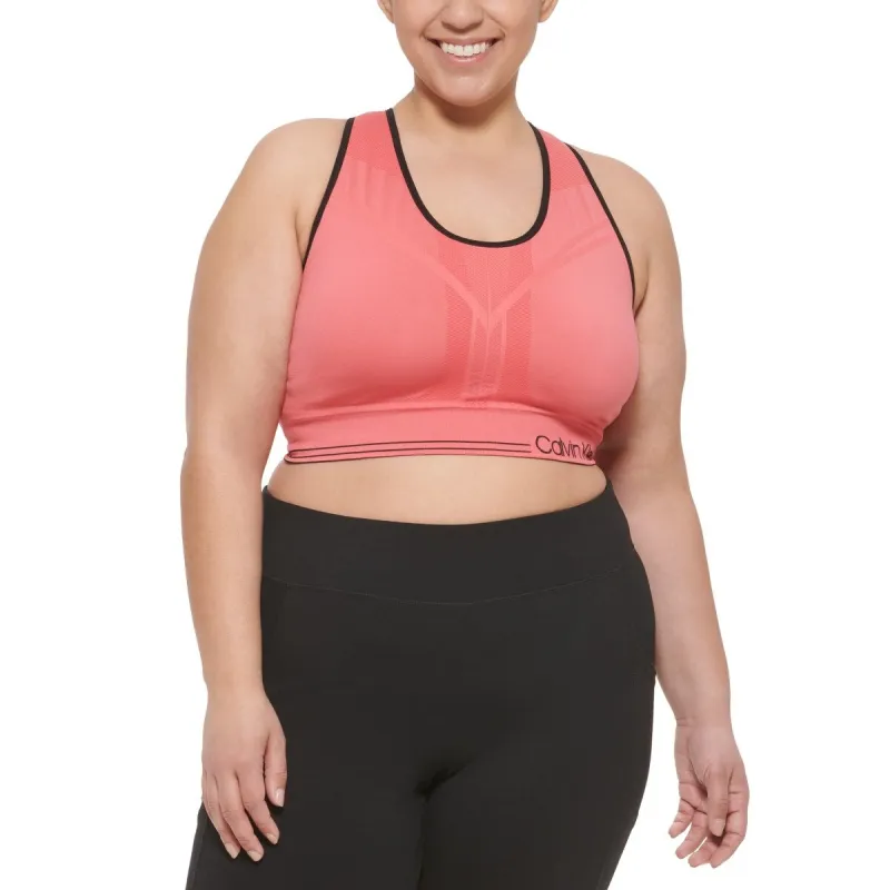 Calvin Klein Women's Reversible Medium Impact Sports Bra Red Size 1X sold by Zulily