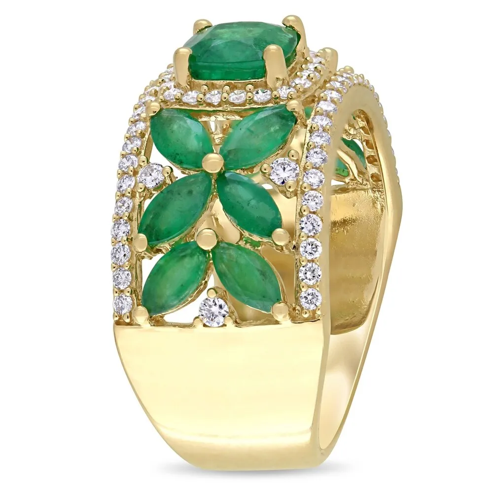 Miadora 14k Yellow Gold Multi-Cut Emerald and 1/2ct TDW Diamond Anniversary Band sold by Zulily product image thumbnail 2