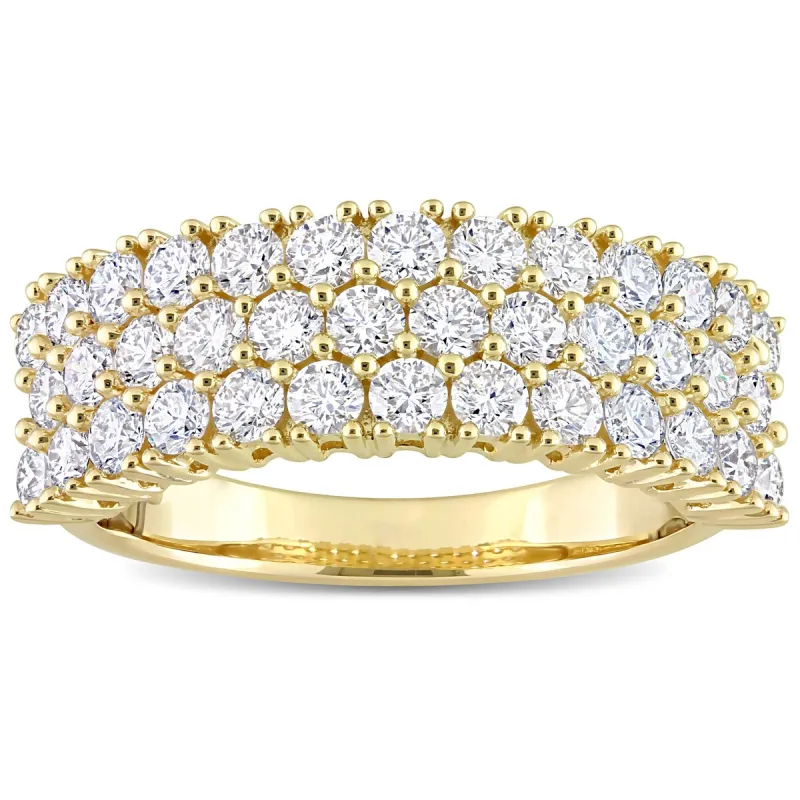 Miadora 1-3/4ct TDW Diamond Triple Row Semi-Eternity Ring in 14k Yellow Gold sold by Zulily