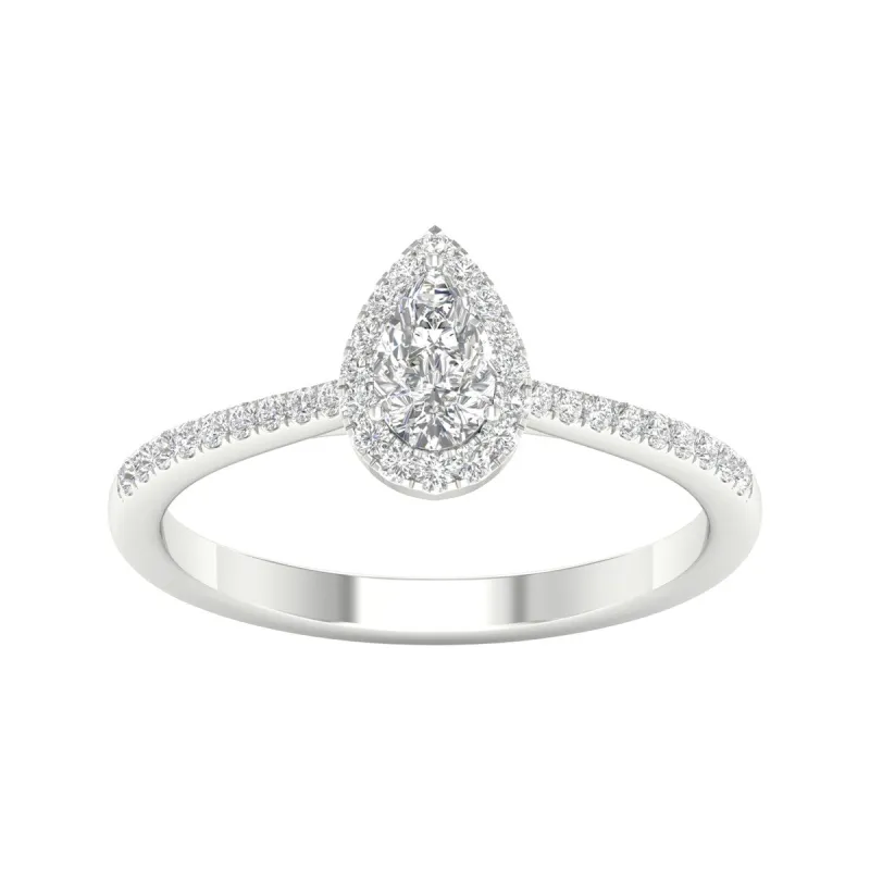 1/2ct TDW Diamond Pear Shape Halo Ring in 10k Gold by De Couer sold by Zulily