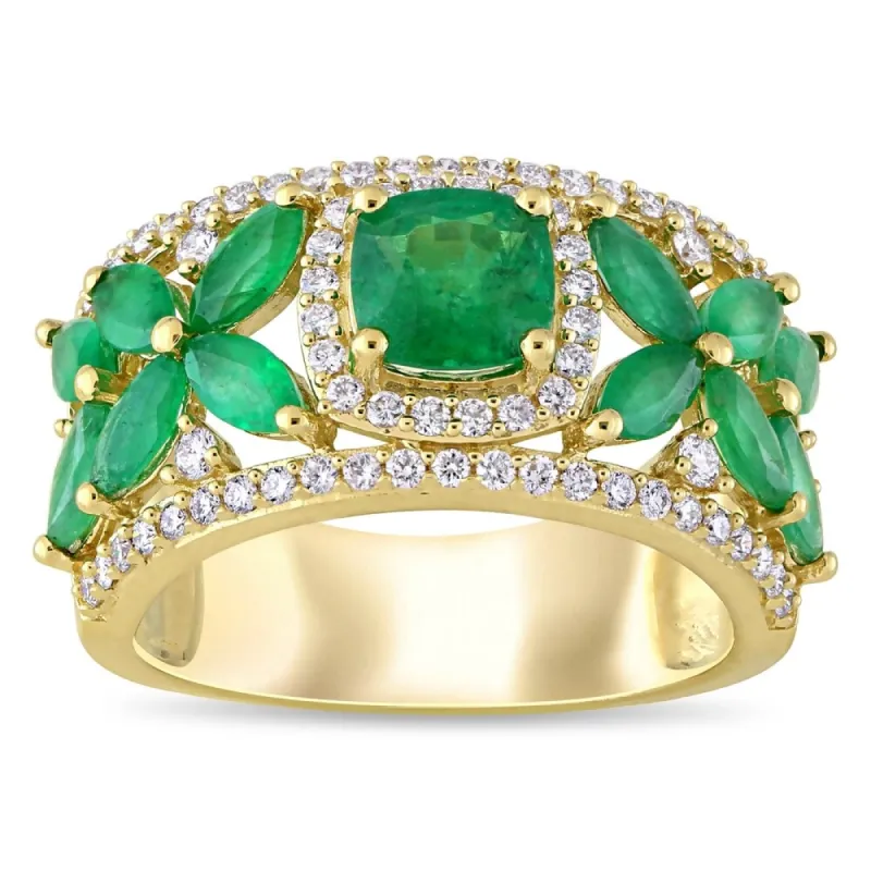 Miadora 14k Yellow Gold Multi-Cut Emerald and 1/2ct TDW Diamond Anniversary Band sold by Zulily