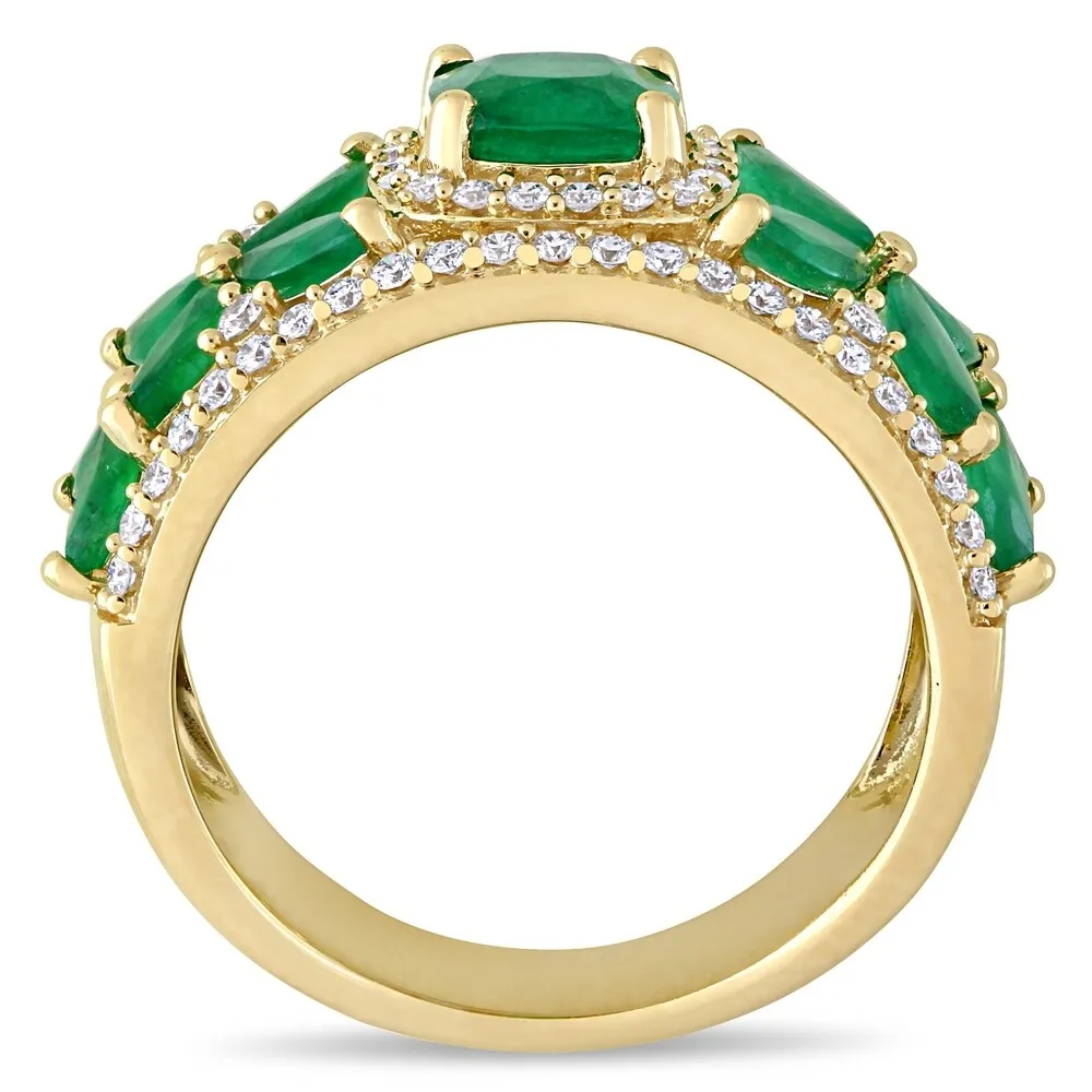 Miadora 14k Yellow Gold Multi-Cut Emerald and 1/2ct TDW Diamond Anniversary Band sold by Zulily product image thumbnail 3