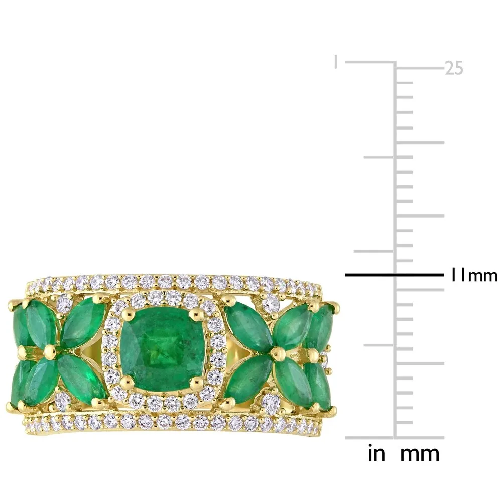 Miadora 14k Yellow Gold Multi-Cut Emerald and 1/2ct TDW Diamond Anniversary Band sold by Zulily product image thumbnail 5