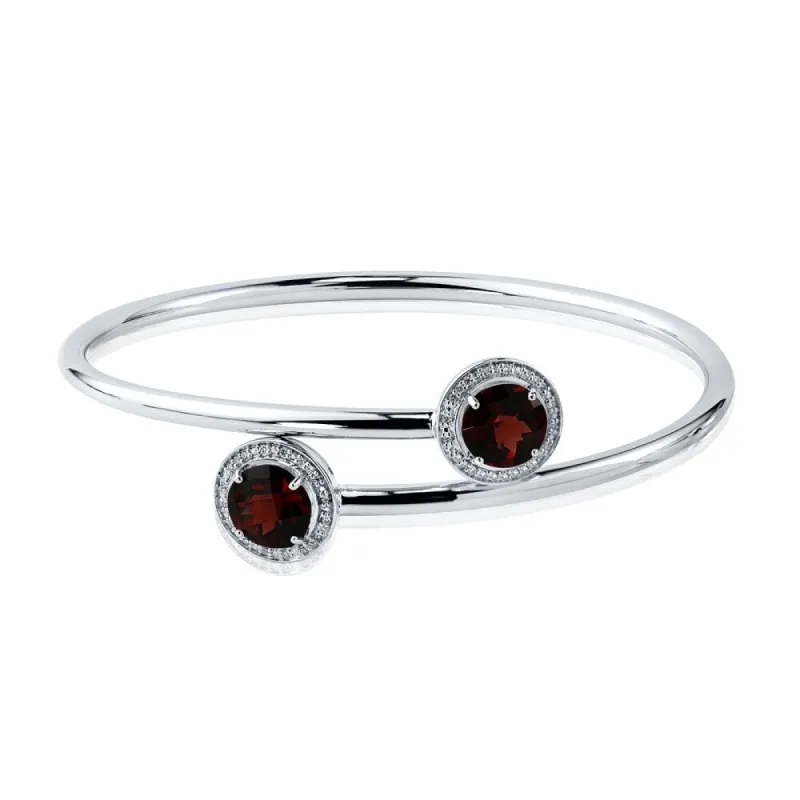 Auriya 4 1/2ct Red Garnet Gold over Silver Bangle Bracelet with Diamond Accents sold by Zulily
