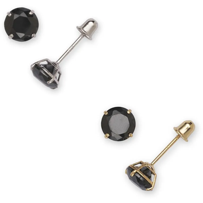 Curata 14k Gold Black 6mm Round Cubic Zirconia Stud Screw Back Earrings sold by Zulily