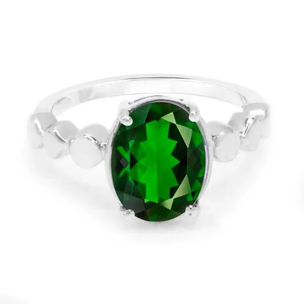 Sterling Silver Oval Green Emerald Solitaire Ring sold by Zulily product image thumbnail 2