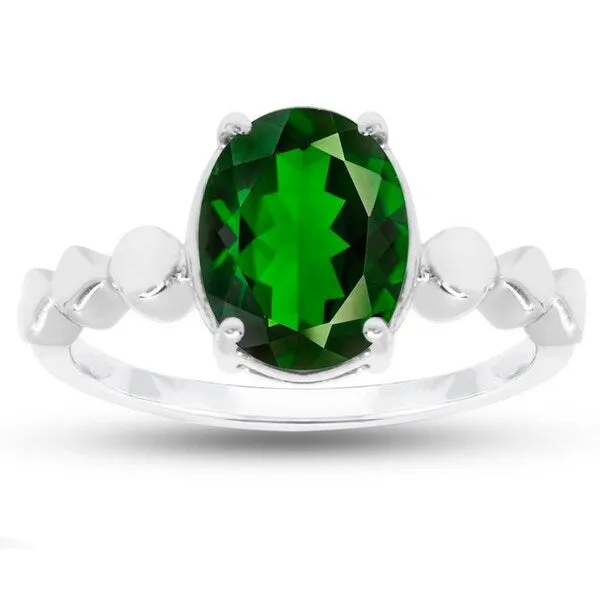Sterling Silver Oval Green Emerald Solitaire Ring sold by Zulily