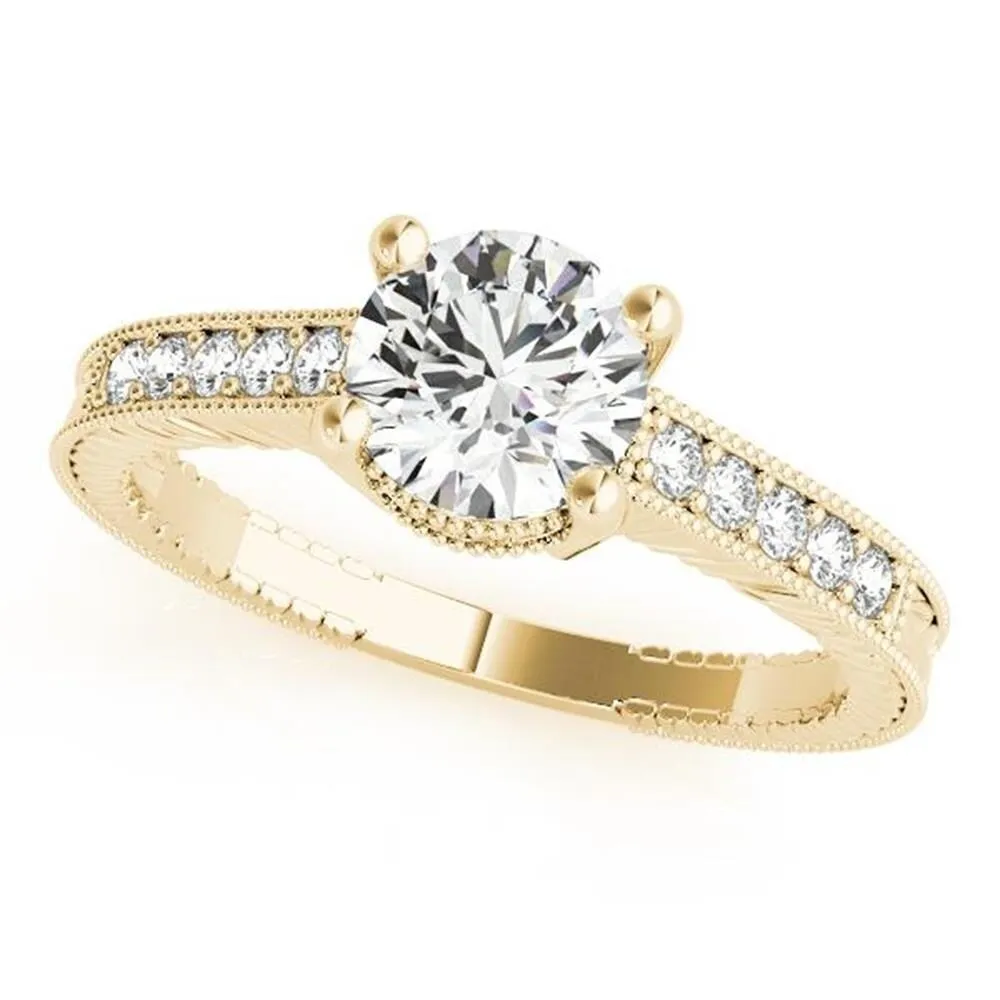 Auriya 14k Gold Vintage 4 carat Round Moissanite and 1/5ctw Diamond Engagement Ring sold by Zulily product image thumbnail 2