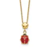 Curata 14k Yellow Gold Polished Enameled Flower and Small Ladybug Necklace, 16.5" sold by Zulily