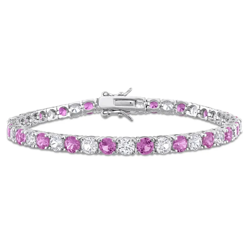 Miadora 14 1/4ct TGW Created Pink & White Sapphire Bracelet in Sterling Silver sold by Zulily