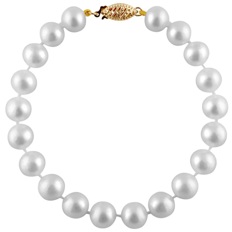 14k Gold Freshwater Pearl Bracelet (7-8 mm) - White sold by Zulily