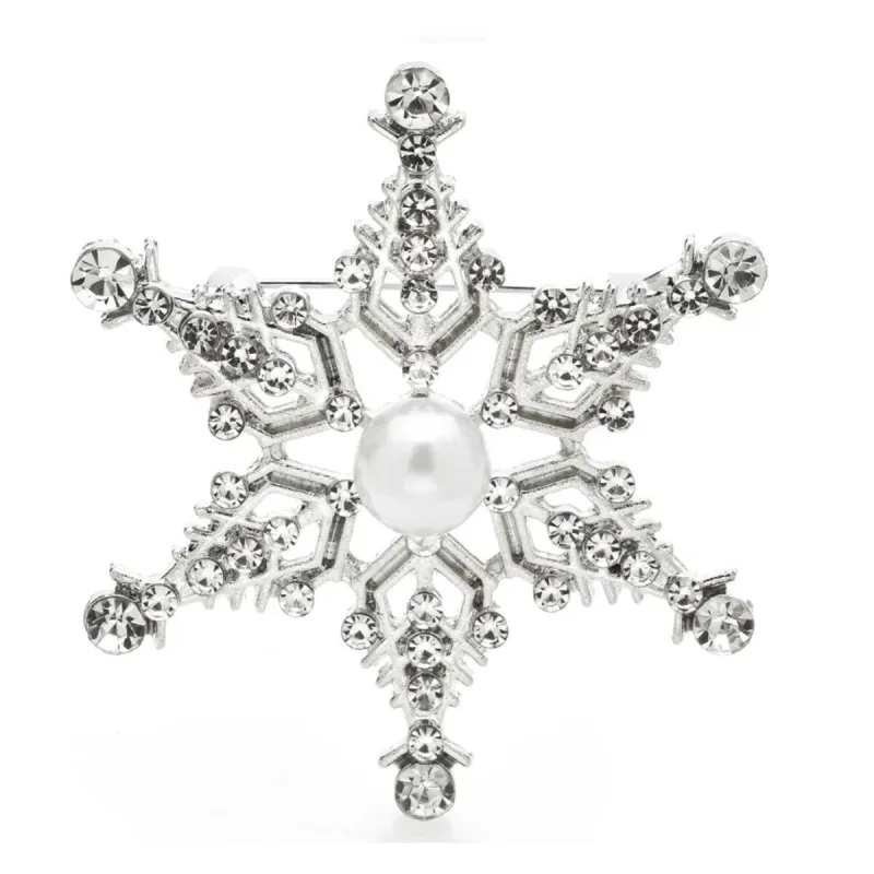 Don't AsK Pearl and White Pearl and Crystal Snowflake Brooch Pin sold by Zulily