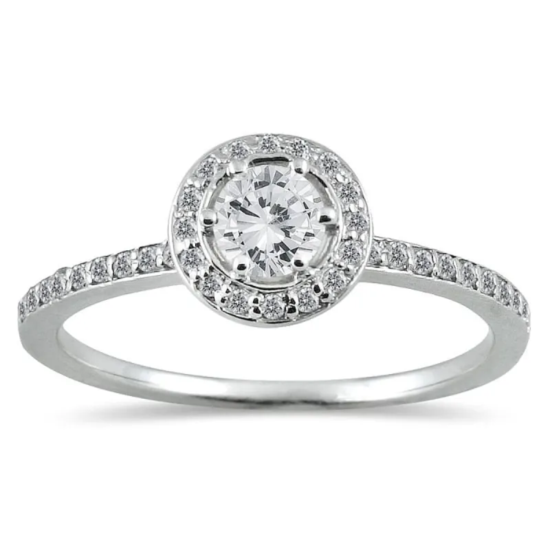 1/2 Carat TW Diamond Halo Ring in 14K White Gold sold by Zulily