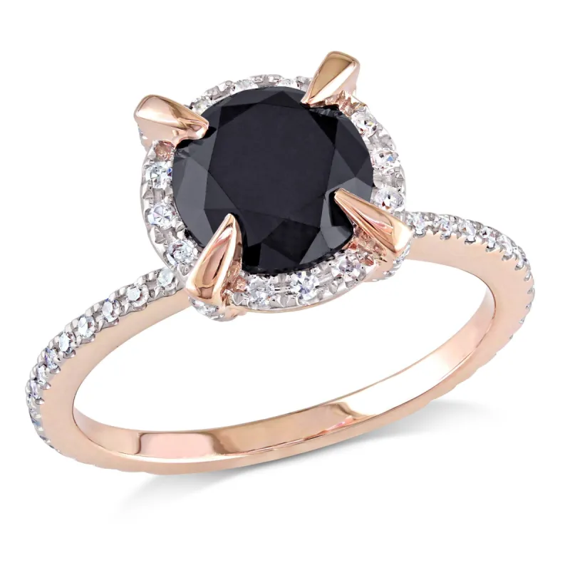 Miadora 2ct TW Black and White Halo Diamond Engagement Ring in 10k Rose Gold sold by Zulily