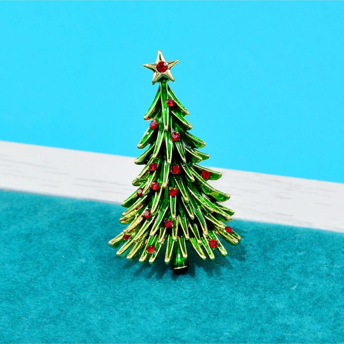 Don't AsK Green Christmas Tree With Red Ornaments Brooch sold by Zulily product image thumbnail 2