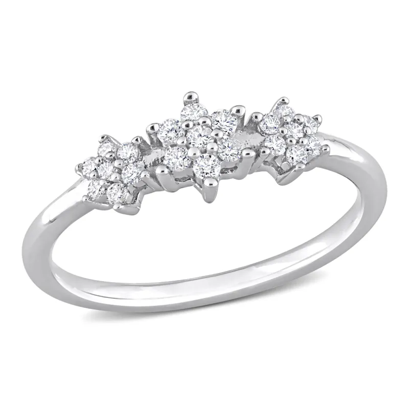 Miadora 1/5ct TDW Diamond Floral Ring in Sterling Silver sold by Zulily