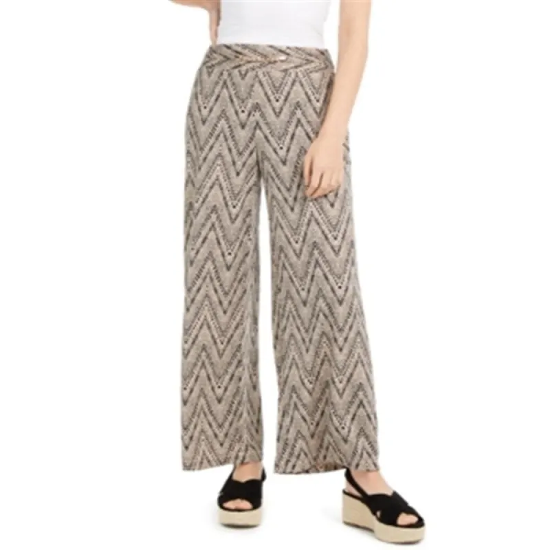 NY Collection Women's Hardware Trim Printed Pants Brown Size Petite sold by Zulily