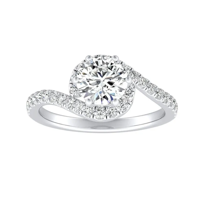 Auriya Modern 1/2ct Moissanite and 1/3ctw Halo Diamond Engagement Ring 14K Gold sold by Zulily