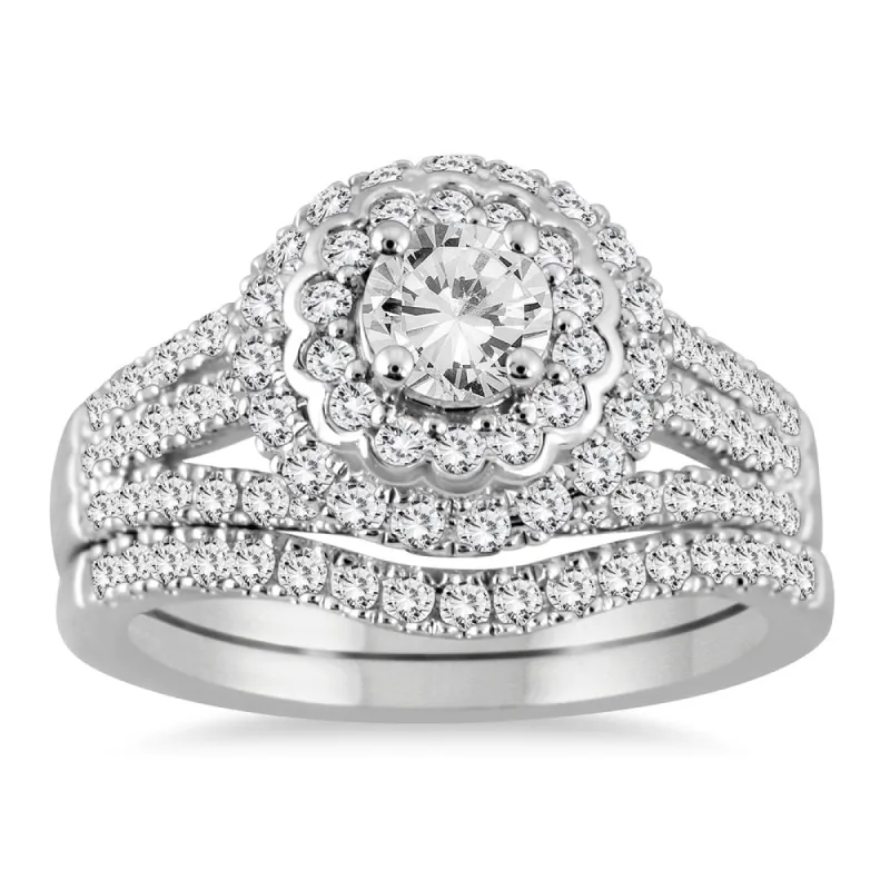 AGS Certified 1 3/4 Carat TW Diamond Bridal Set in 14K White Gold (J-K Color, I2-I3 Clarity) sold by Zulily