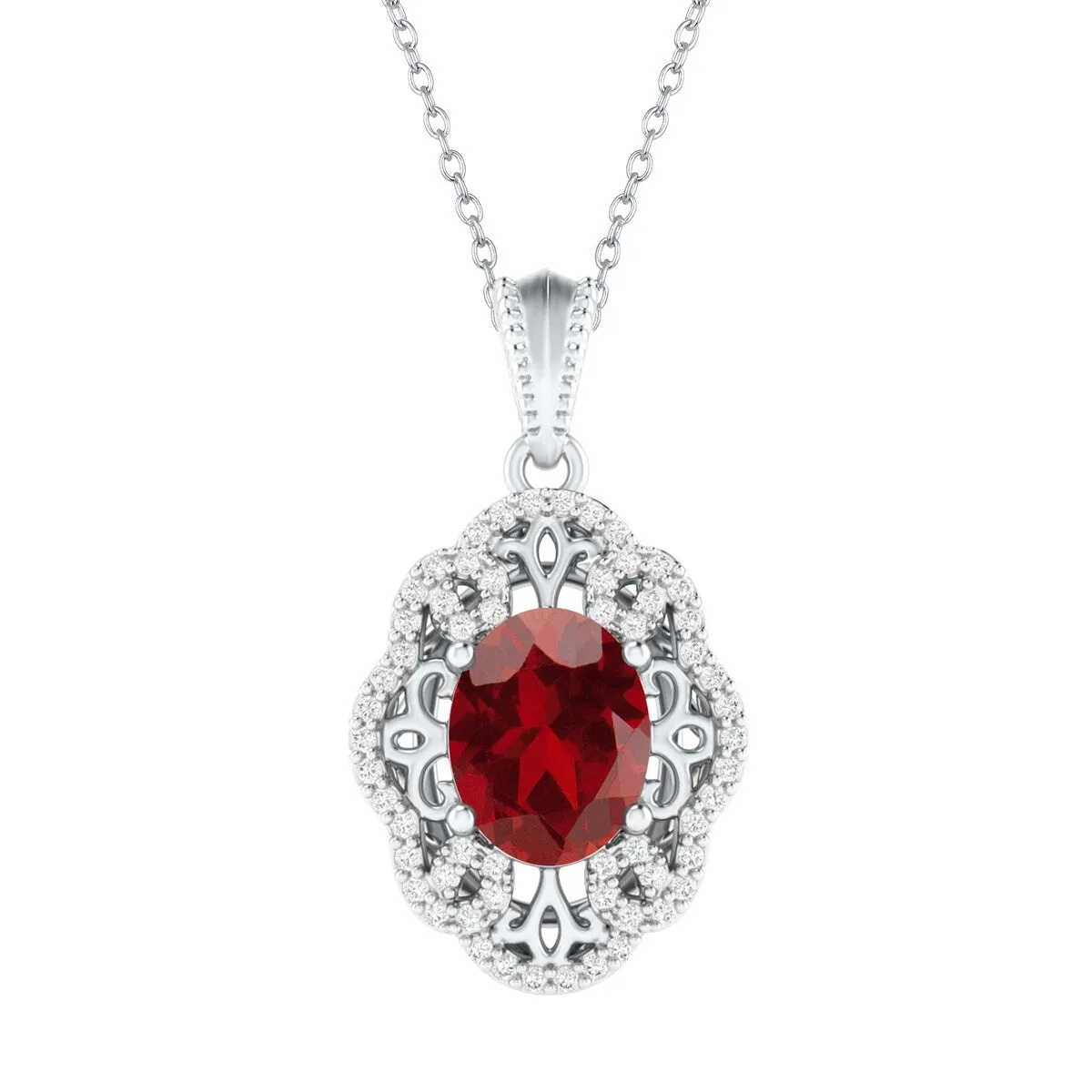 Sterling Silver Garnet and White Topaz Drop Pendant with 18" Chain sold by Zulily