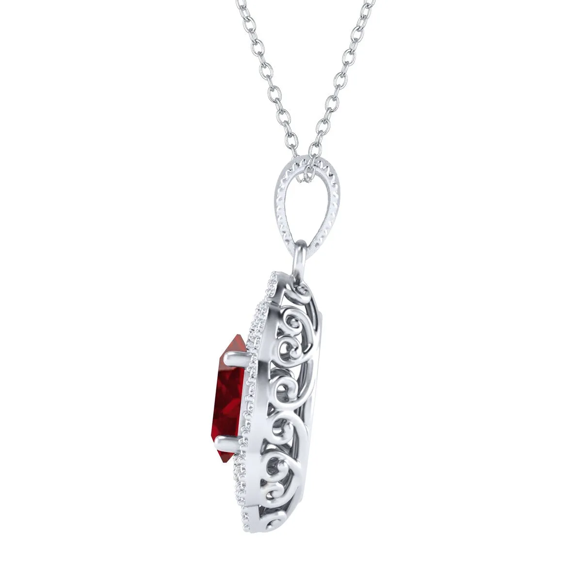 Sterling Silver Garnet and White Topaz Drop Pendant with 18" Chain sold by Zulily product image thumbnail 3