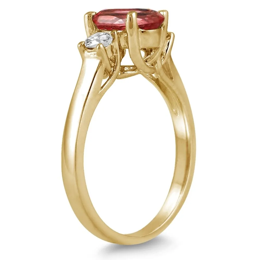 1 3/4 Carat Garnet and Diamond Three Stone Ring 14K Yellow Gold sold by Zulily product image thumbnail 2